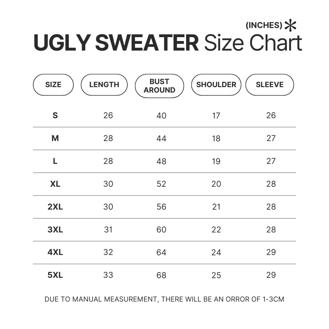 Ugly Sweater Size Chart 1 - Overlord Merchandise