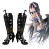 Anime Overlord Albedo Cosplay Shoes Black Shoes Black Purple Straight Wig Halloween Party Albedo Black Grid 1 - Overlord Merchandise