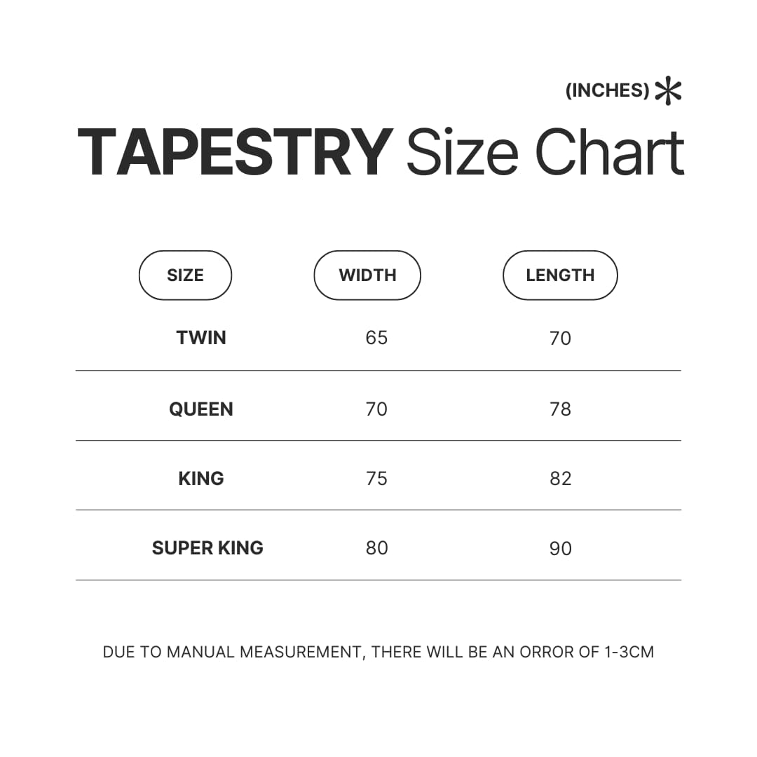 Tapestry Size Chart - Overlord Merchandise