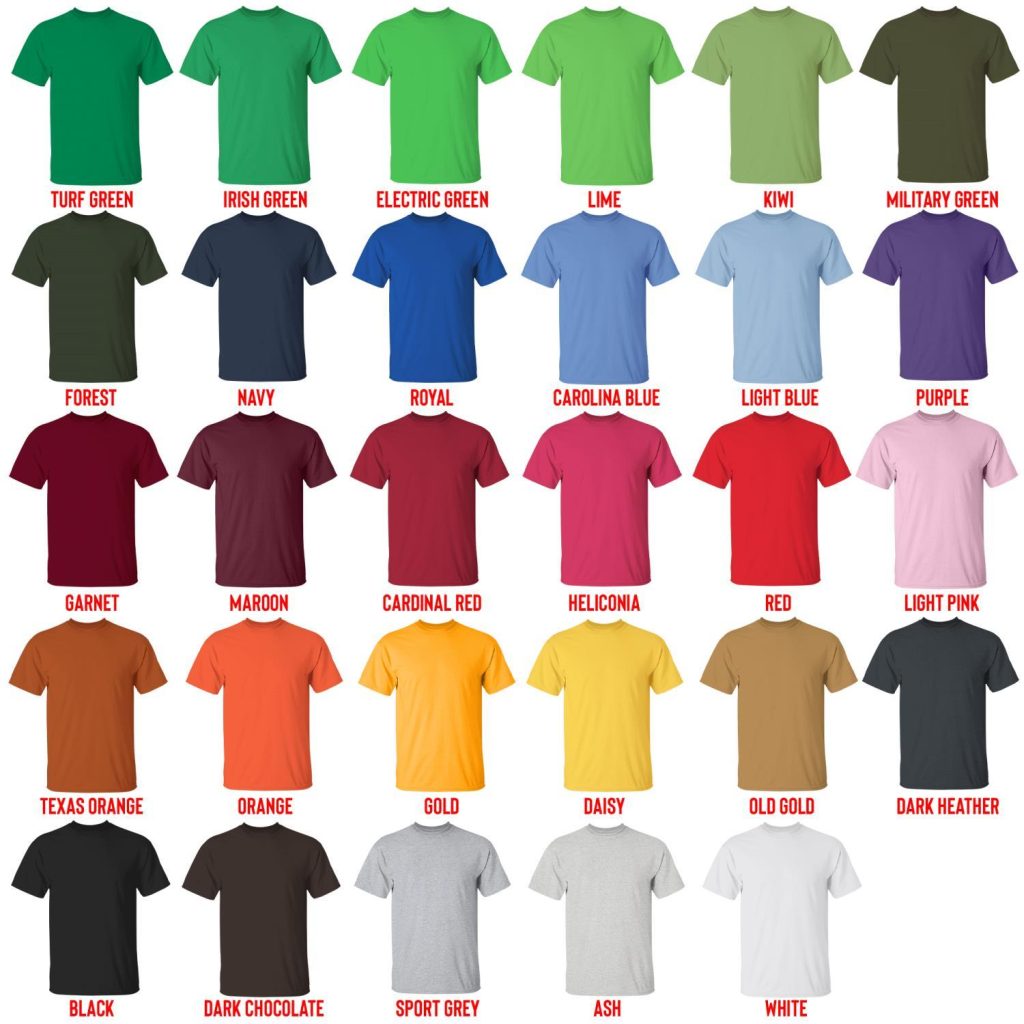 t shirt color chart - Overlord Merchandise