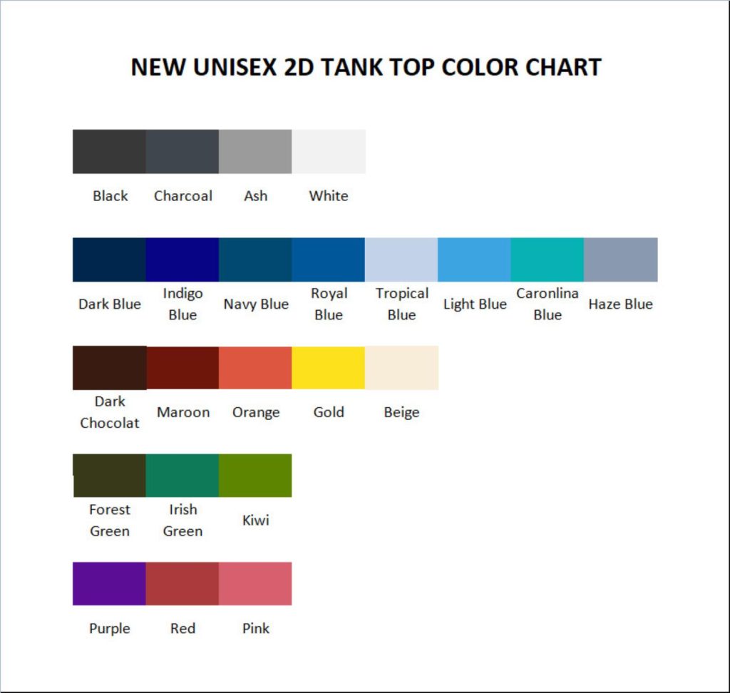 tank top color chart - Overlord Merchandise